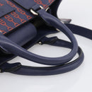 GUCCI Hand Bag Leather 2way Navy Silver Auth 210600M-7