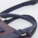 GUCCI Hand Bag Leather 2way Navy Silver Auth 210600M-8