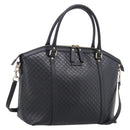 GUCCI Micro GG Canvas Guccissima Bag Leather 2way Black Gold 449657 Auth 210602V-1