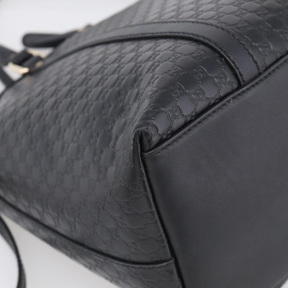 GUCCI Micro GG Canvas Guccissima Bag Leather 2way Black Gold 449657 Auth 210602V