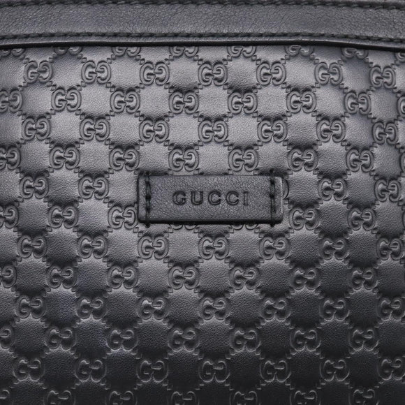 GUCCI Micro GG Canvas Guccissima Bag Leather 2way Black Gold 449657 Auth 210602V