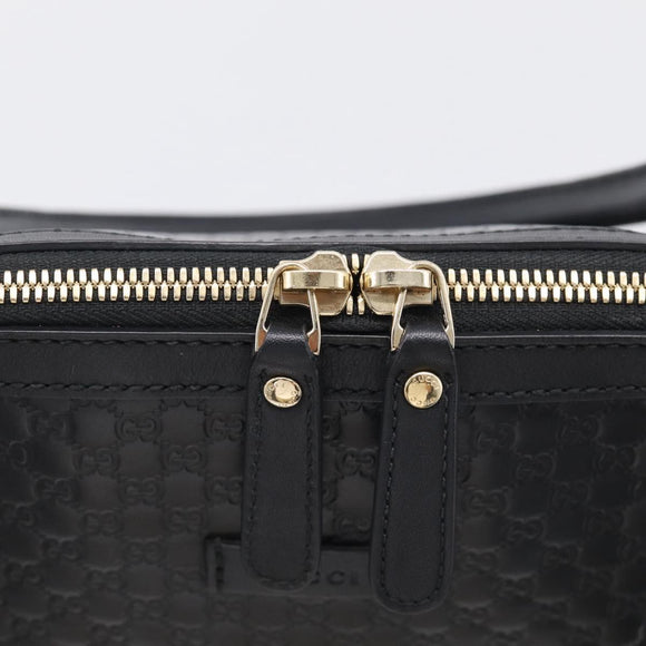 GUCCI Micro GG Canvas Guccissima Bag Leather 2way Black Gold 449657 Auth 210602V