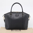 GUCCI Micro GG Canvas Guccissima Bag Leather 2way Black Gold 449657 Auth 210602V-27