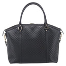 GUCCI Micro GG Canvas Guccissima Bag Leather 2way Black Gold 449657 Auth 210602V-3