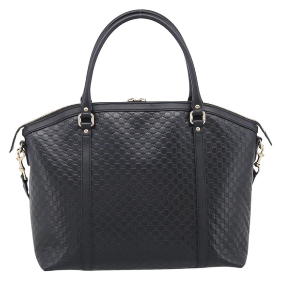 GUCCI Micro GG Canvas Guccissima Bag Leather 2way Black Gold 449657 Auth 210602V