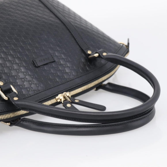 GUCCI Micro GG Canvas Guccissima Bag Leather 2way Black Gold 449657 Auth 210602V