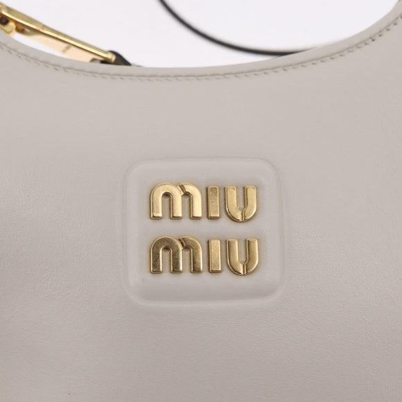 Miu Miu Hobo Hand Bag Leather 2way White Gold Auth 210603SAM