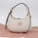 Miu Miu Hobo Hand Bag Leather 2way White Gold Auth 210603SAM-27