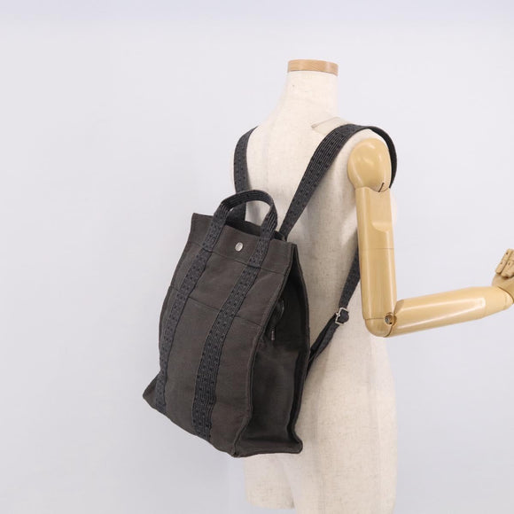 HERMES Her Line A Dos MM Backpack Canvas Gray Silver Auth 210605A