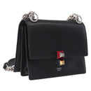 FENDI Canay Chain Shoulder Bag Leather Black Silver 8M0381 Auth 210607A-1