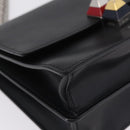 FENDI Canay Chain Shoulder Bag Leather Black Silver 8M0381 Auth 210607A-10