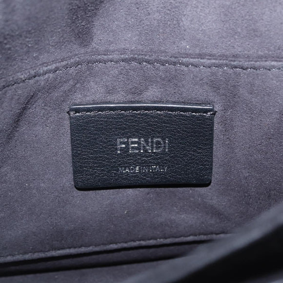 FENDI Canay Chain Shoulder Bag Leather Black Silver 8M0381 Auth 210607A