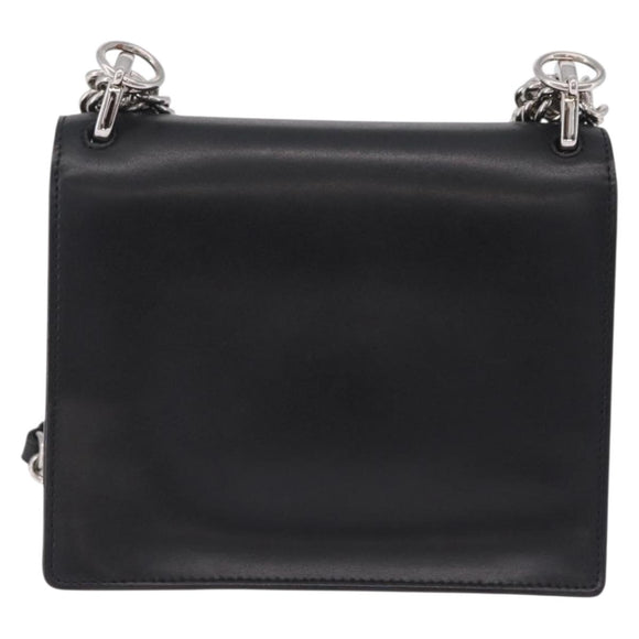 FENDI Canay Chain Shoulder Bag Leather Black Silver 8M0381 Auth 210607A