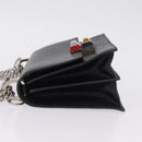 FENDI Canay Chain Shoulder Bag Leather Black Silver 8M0381 Auth 210607A-5