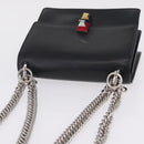 FENDI Canay Chain Shoulder Bag Leather Black Silver 8M0381 Auth 210607A-6