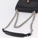 FENDI Canay Chain Shoulder Bag Leather Black Silver 8M0381 Auth 210607A-7