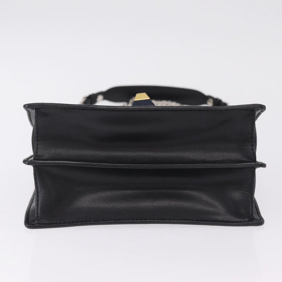 FENDI Canay Chain Shoulder Bag Leather Black Silver 8M0381 Auth 210607A