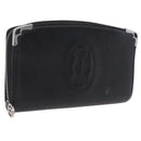 Cartier Marcello Long Wallet Leather Black Silver Auth 210609V-1