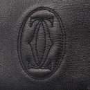 Cartier Marcello Long Wallet Leather Black Silver Auth 210609V-13
