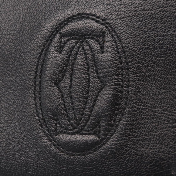 Cartier Marcello Long Wallet Leather Black Silver Auth 210609V