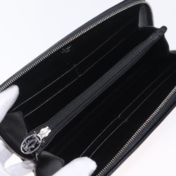 Cartier Marcello Long Wallet Leather Black Silver Auth 210609V