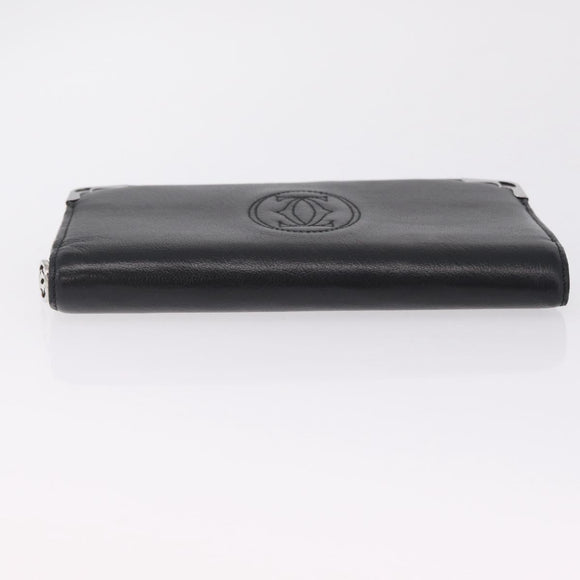 Cartier Marcello Long Wallet Leather Black Silver Auth 210609V