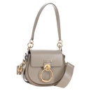 Chloe Tess Shoulder Bag Leather 2way Beige Gold Auth 210610V-1