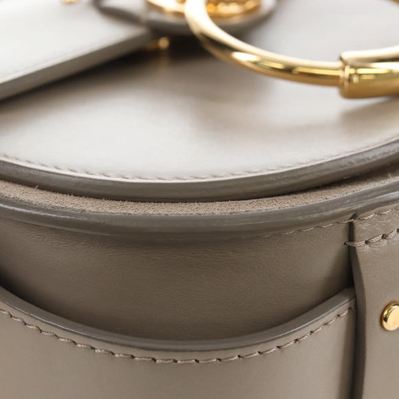 Chloe Tess Shoulder Bag Leather 2way Beige Gold Auth 210610V
