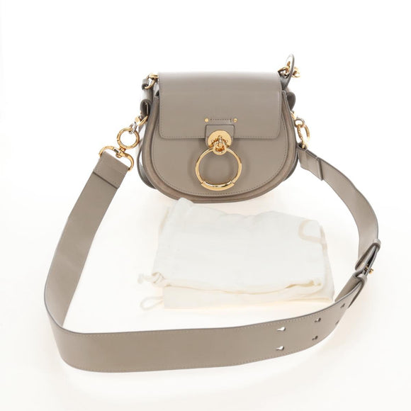 Chloe Tess Shoulder Bag Leather 2way Beige Gold Auth 210610V