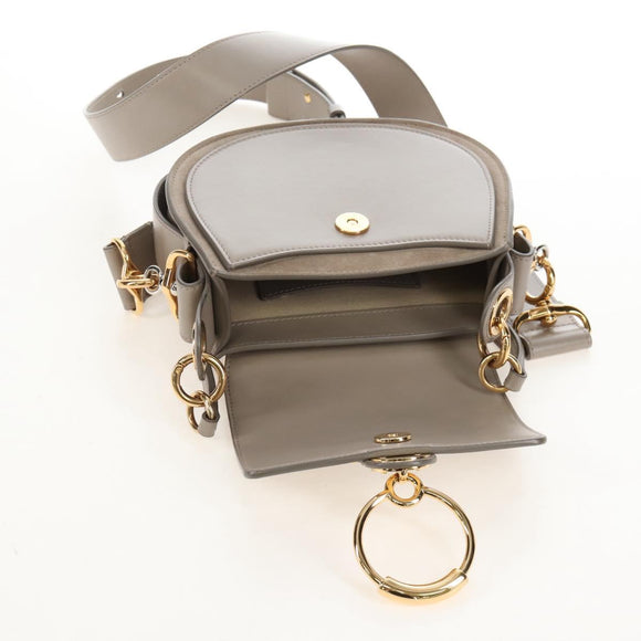 Chloe Tess Shoulder Bag Leather 2way Beige Gold Auth 210610V