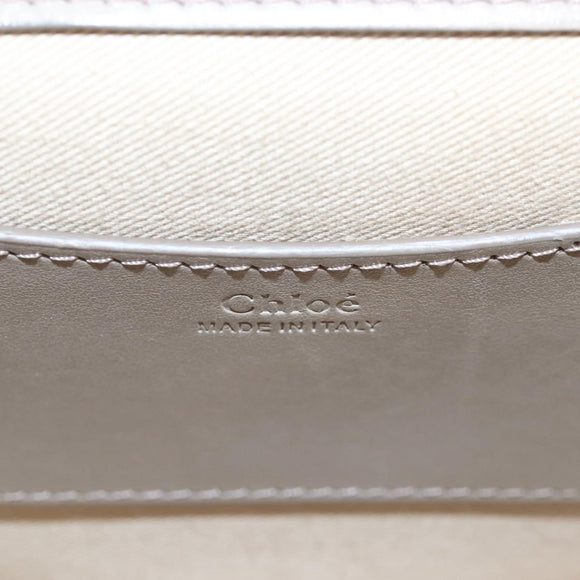 Chloe Tess Shoulder Bag Leather 2way Beige Gold Auth 210610V