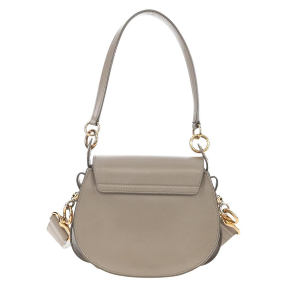 Chloe Tess Shoulder Bag Leather 2way Beige Gold Auth 210610V