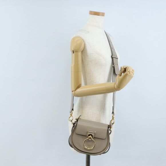 Chloe Tess Shoulder Bag Leather 2way Beige Gold Auth 210610V