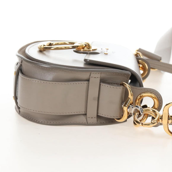 Chloe Tess Shoulder Bag Leather 2way Beige Gold Auth 210610V