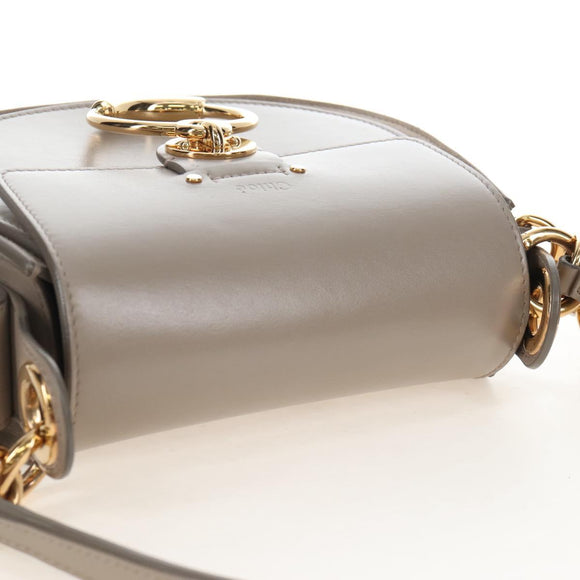 Chloe Tess Shoulder Bag Leather 2way Beige Gold Auth 210610V