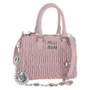 Miu Miu Matelasse Chain Shoulder Bag Leather 2way Pink Silver Auth 210611SAM-1