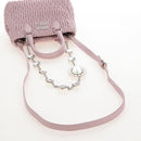 Miu Miu Matelasse Chain Shoulder Bag Leather 2way Pink Silver Auth 210611SAM-13