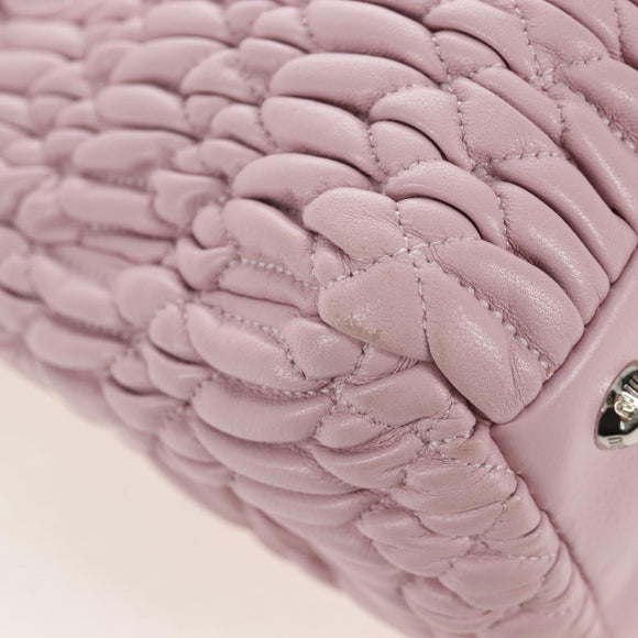 Miu Miu Matelasse Chain Shoulder Bag Leather 2way Pink Silver Auth 210611SAM