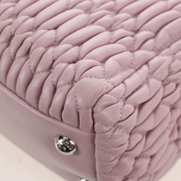 Miu Miu Matelasse Chain Shoulder Bag Leather 2way Pink Silver Auth 210611SAM