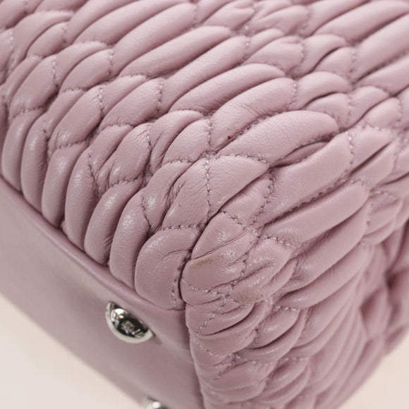 Miu Miu Matelasse Chain Shoulder Bag Leather 2way Pink Silver Auth 210611SAM