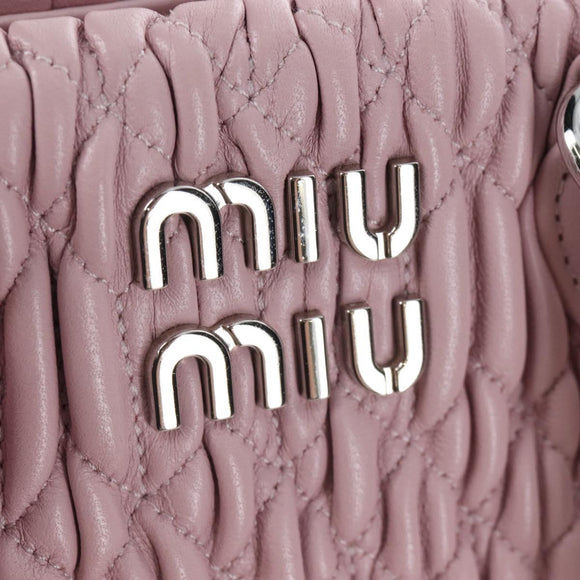Miu Miu Matelasse Chain Shoulder Bag Leather 2way Pink Silver Auth 210611SAM