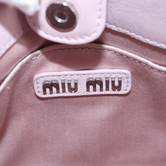 Miu Miu Matelasse Chain Shoulder Bag Leather 2way Pink Silver Auth 210611SAM