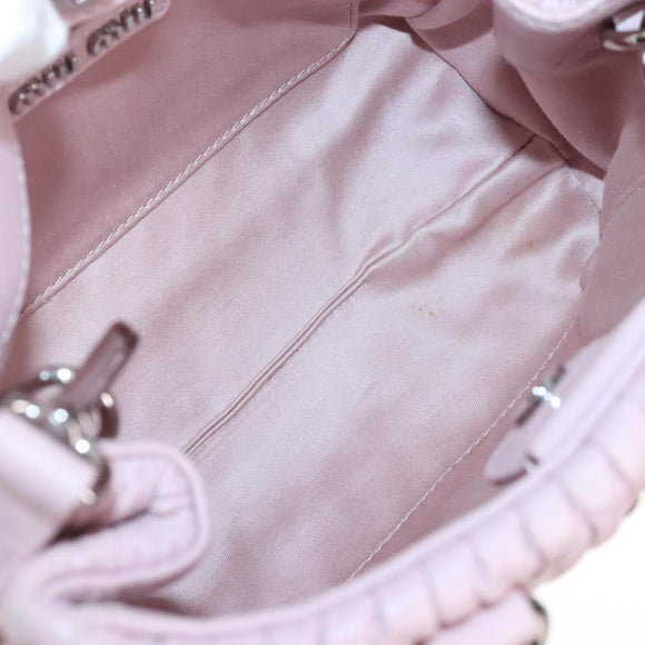 Miu Miu Matelasse Chain Shoulder Bag Leather 2way Pink Silver Auth 210611SAM