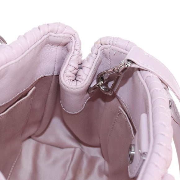 Miu Miu Matelasse Chain Shoulder Bag Leather 2way Pink Silver Auth 210611SAM