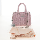 Miu Miu Matelasse Chain Shoulder Bag Leather 2way Pink Silver Auth 210611SAM-29