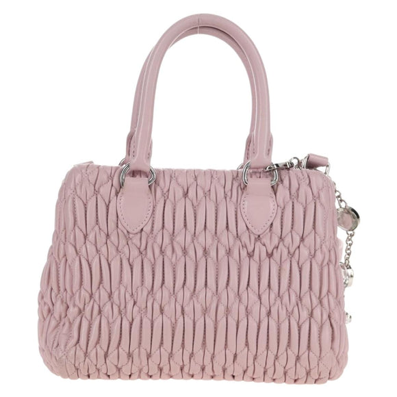 Miu Miu Matelasse Chain Shoulder Bag Leather 2way Pink Silver Auth 210611SAM
