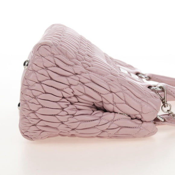 Miu Miu Matelasse Chain Shoulder Bag Leather 2way Pink Silver Auth 210611SAM