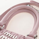 Miu Miu Matelasse Chain Shoulder Bag Leather 2way Pink Silver Auth 210611SAM-8