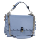 FENDI Canay Chain Bag Leather 2way Light Blue Silver 8BT283 Auth 210612M-1