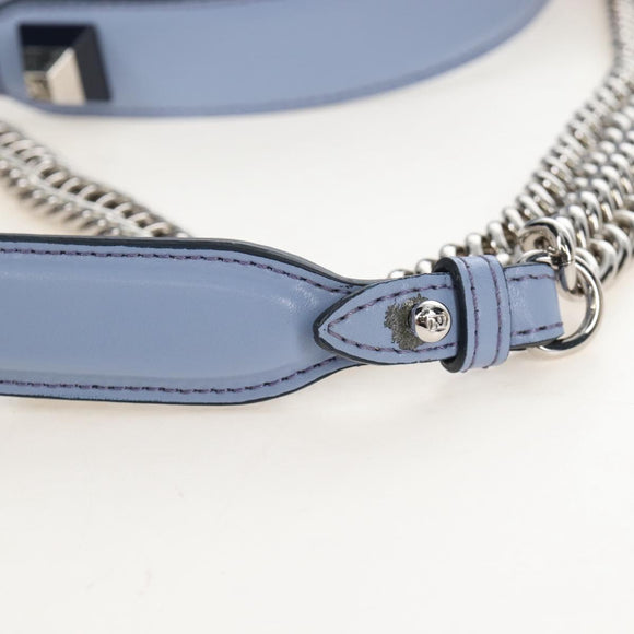 FENDI Canay Chain Bag Leather 2way Light Blue Silver 8BT283 Auth 210612M